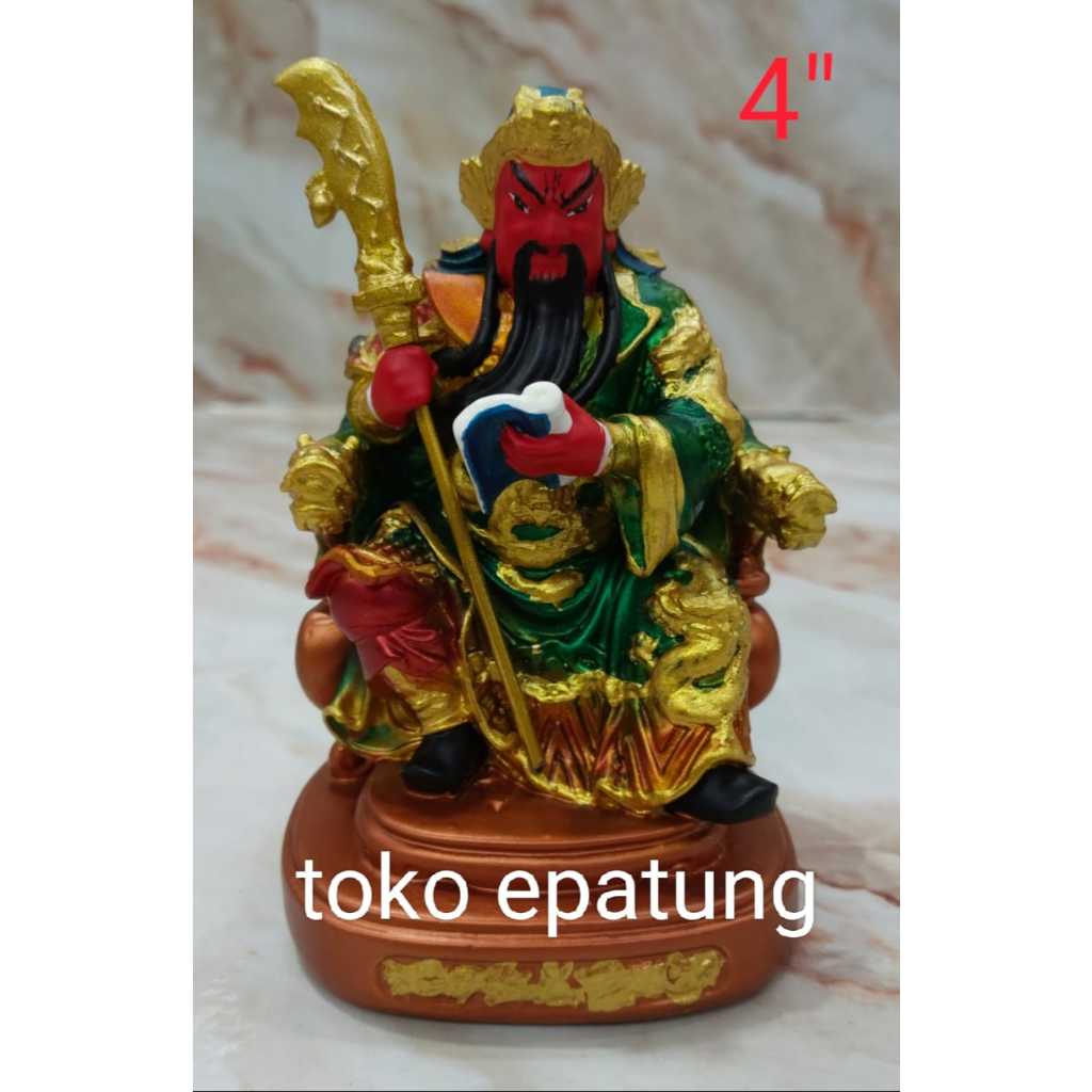 patung dewa kwan kong / kwan kung - duduk - fiber - 4 inch - l2