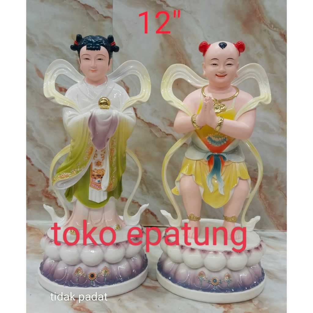 patung pengapit / pengawal kwan im / kwan in / guan in - marmer  -12 inch - s25