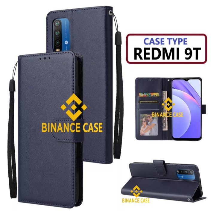 LEATHER FLIP CASE REDMI 9T CASE KULIT FLIP WALLET LEATHER KULIT PREMIUM SARUNG BUKA TUTUP KESING HP 