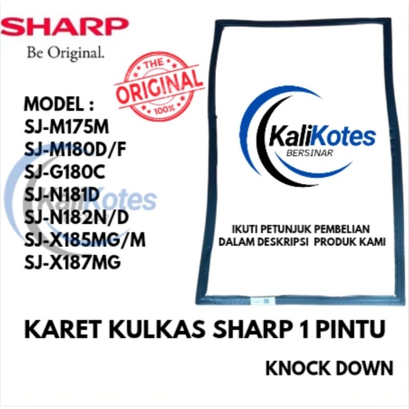 karet/magnet pintu kulkas Sharp 1 pintu sj-180/181/182/sjx185/sjx187 original 100%