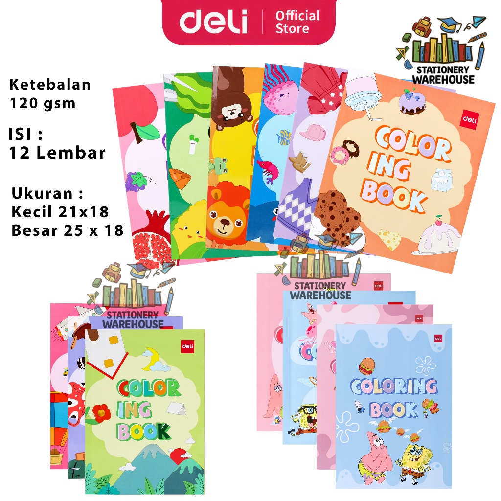 

Deli Children Coloring Book / Buku Mewarnai Anak 12 Lembar Kertas 120G Berbagai Tema