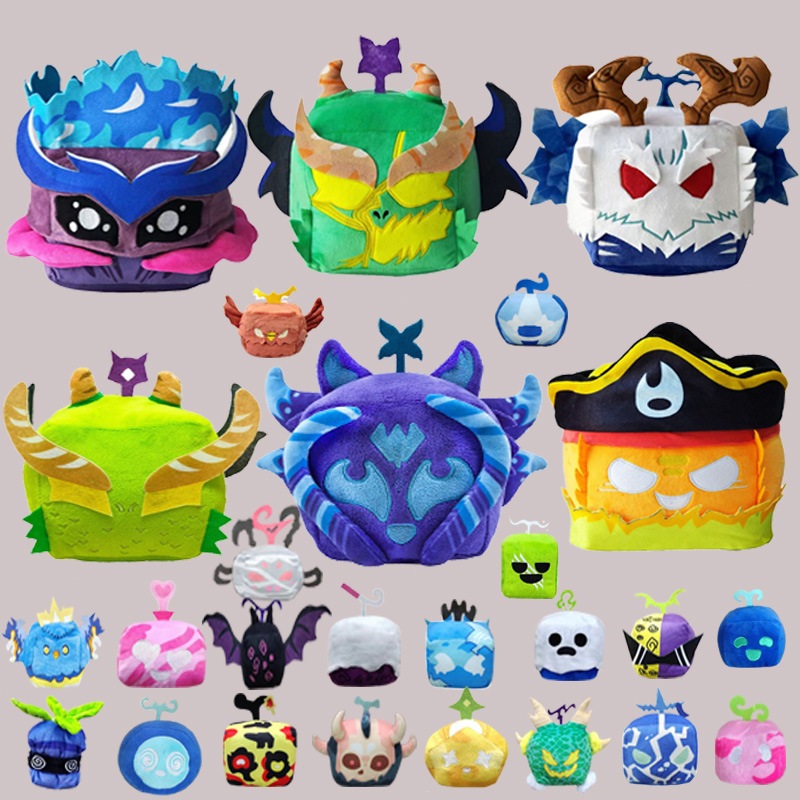 Ready Blox Fruits Game Peripheral Props Doll Leopard Box Plush Toy Purple Box Doll  Blox Fruits game