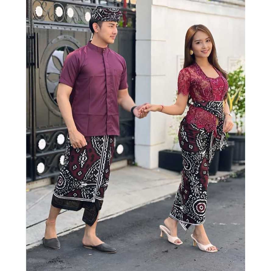 SET COUPLE BATIK INDIGO KAMEN SAPUT SELENDANG | SET COUPLE BALI | GRINGSING A