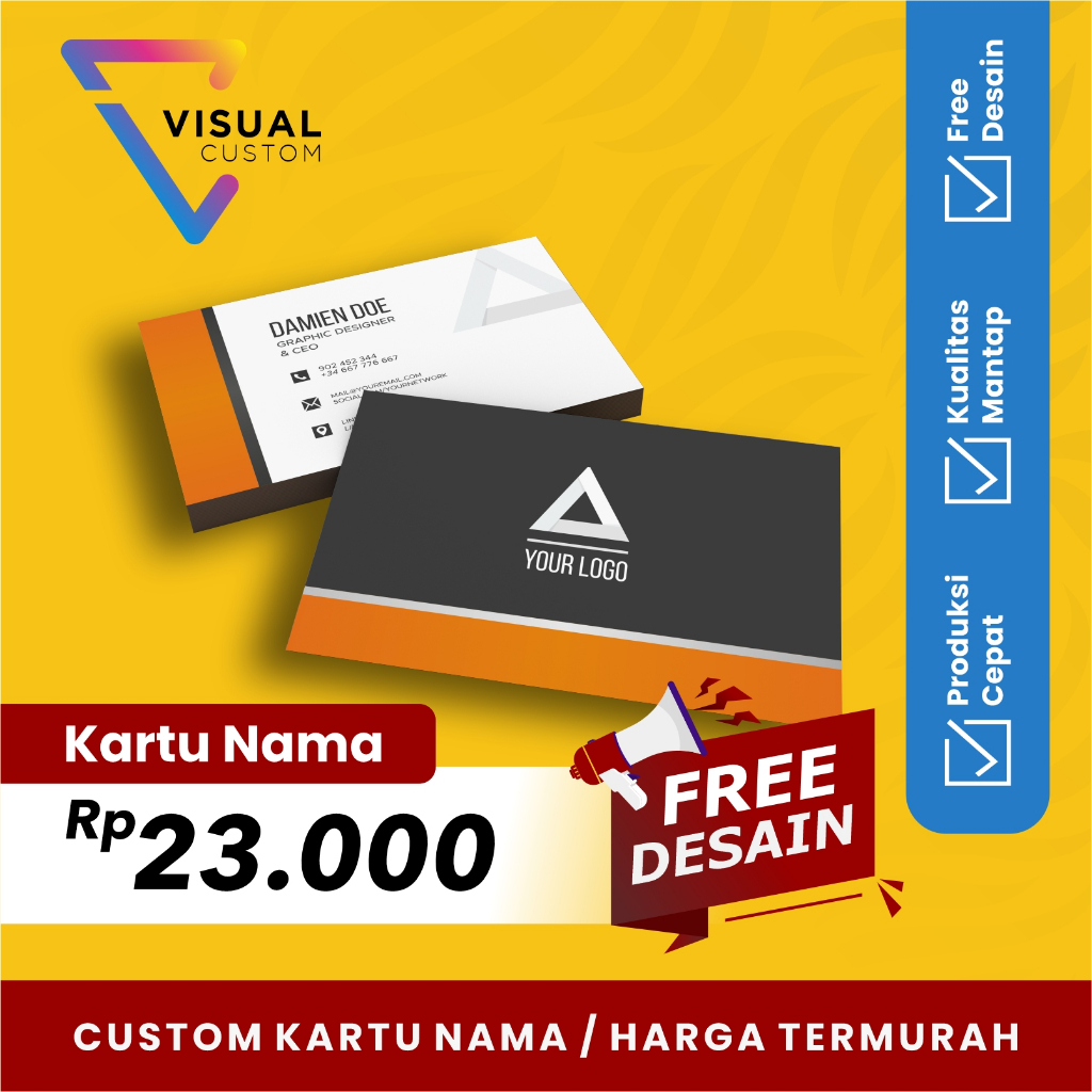 KARTU NAMA 100 PCS FREE BOX / CETAK KARTU NAMA / CUSTOM KARTU NAMA / KARTU BISNIS / KARTU TANDA PENG