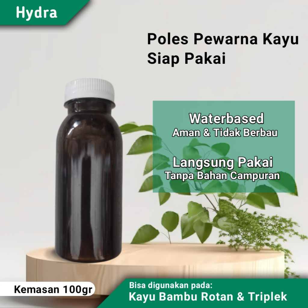 Cat Plitur Kayu Triplek Bambu Rotan Siap Pakai 100ml Politur Waterbased Poles Pewarna Kayu
