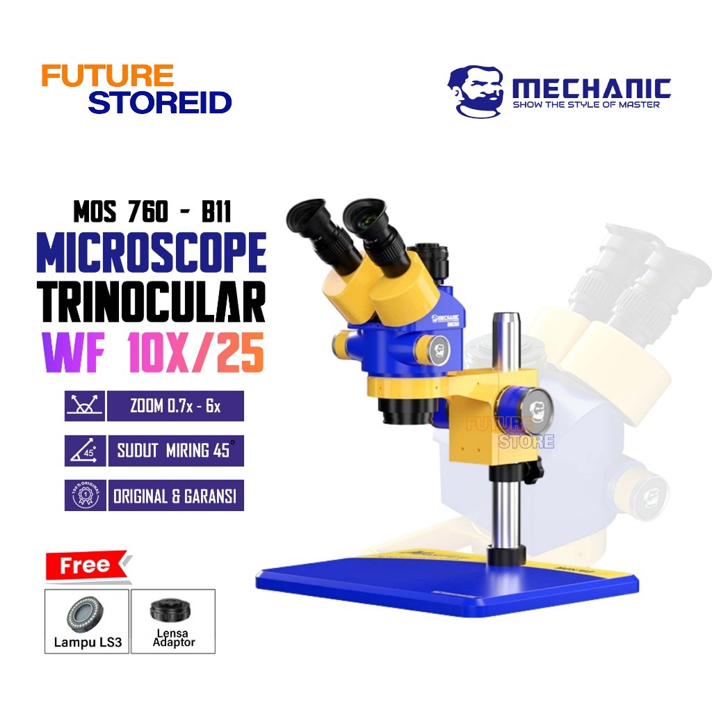Mechanic MOS760-B11 Trinocular Microscope Stereo Trinokular mikroskop Microscope Mechanic Original (