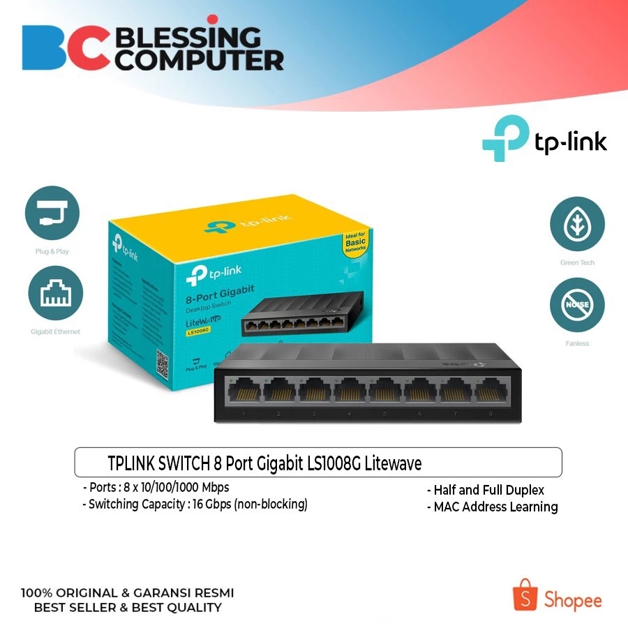 TPLINK SWITCH 8 Port Gigabit LS1008G Litewave