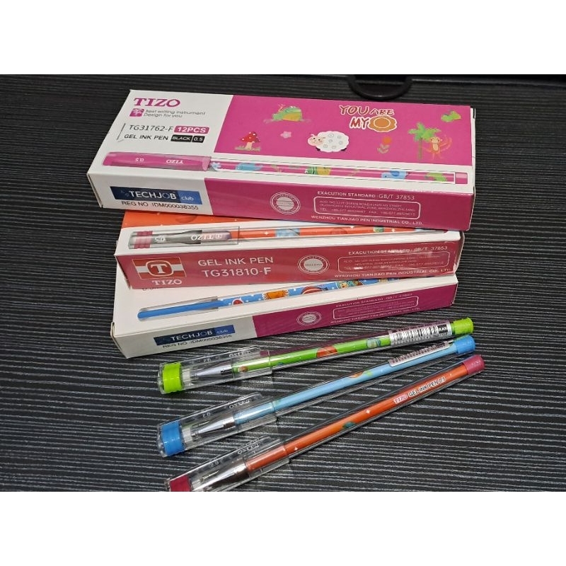 

Bolpen/Bulpoin/pulpen Gel Tizo karakter fancy lucu hitam/ selusin 12 pcs