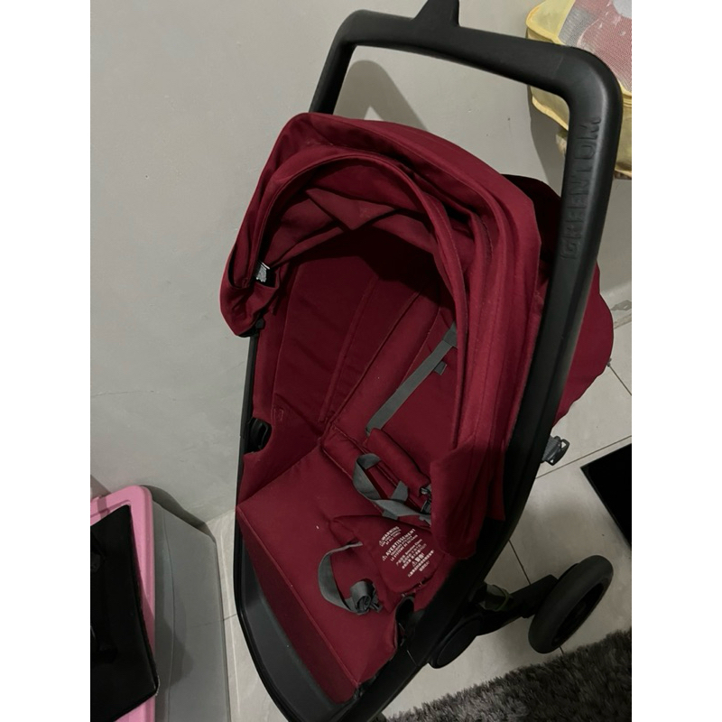 preloved kereta dorong greentom stroller maroon black