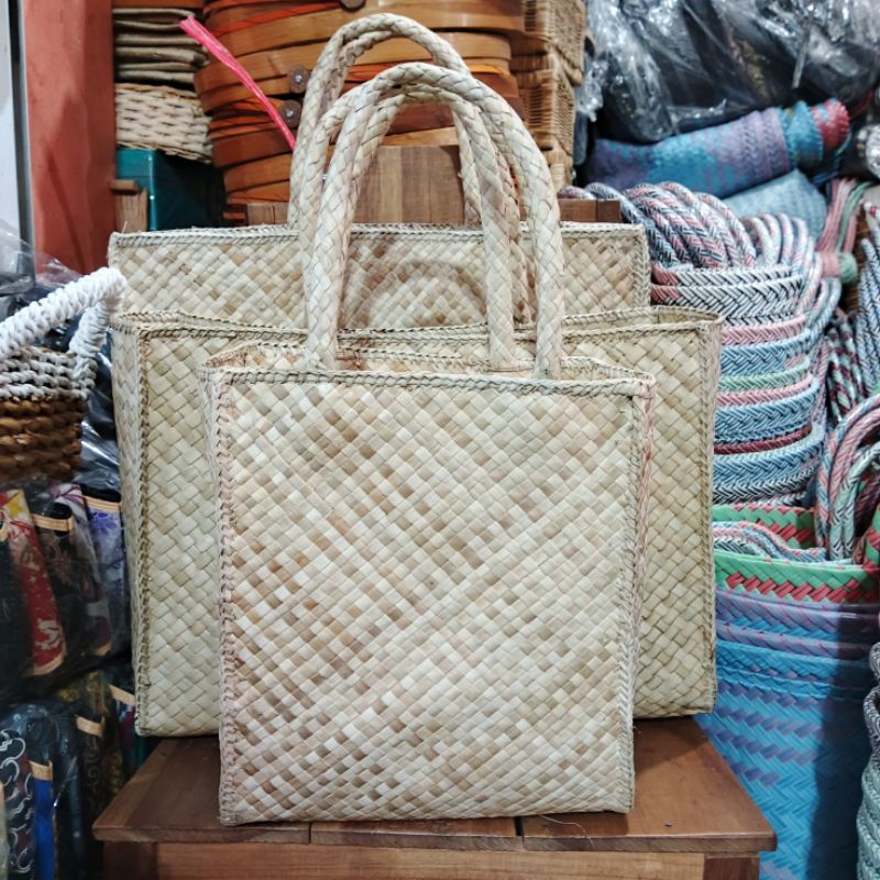 Tas anyaman pandan - tas handmade cantik - tas belanja etnik - All size