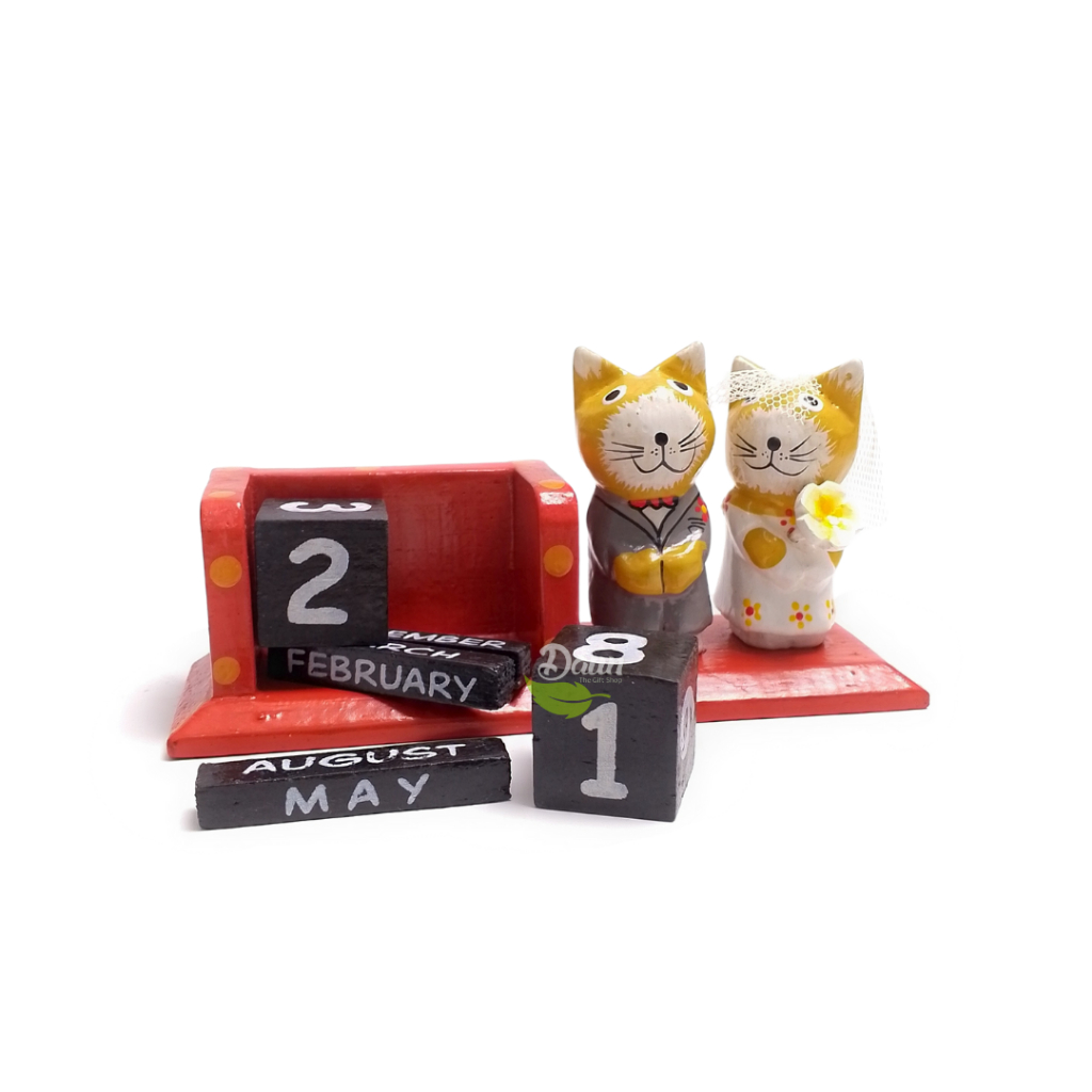 

Kalender Kayu Kucing Pengantin M | Kalender Abadi | Home Decor | Wedding Gift