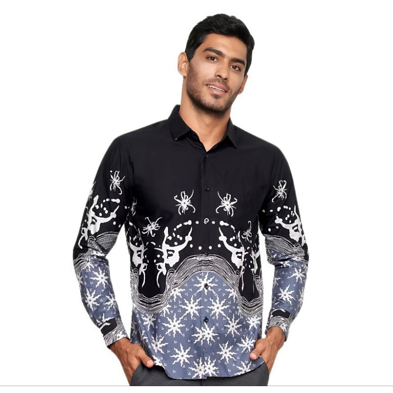 Hem batik pria kemeja batik pria slim fit modern