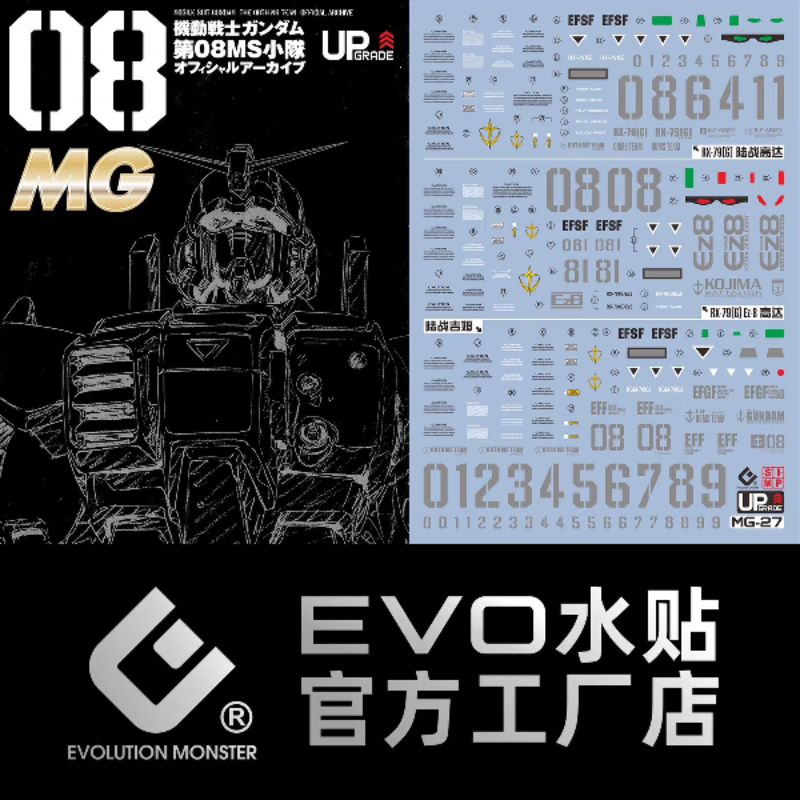 MG 1/100 RX-79G EZ8 GUNDAM / GM / GM GROUND TYPE THE 8TH MS TEAM  WATER DECAL EVOLUTION MONSTER