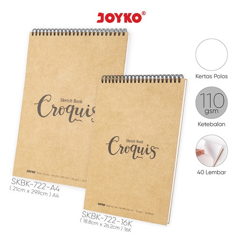 

Sketchbook Joyko Spiral Atas Ukuran A4 & 16K 110gsm 40 Sheets Buku Sketsa Lukis