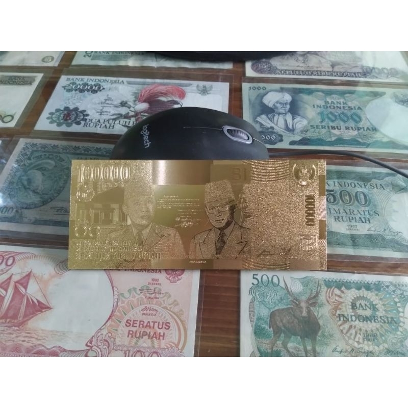 SOUVENIR UANG Gold foil 100000 RUPIAH