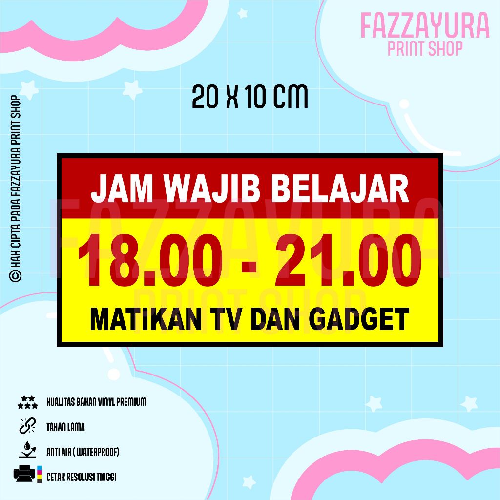 

STICKER JAM WAJIB BELAJAR 20 X 10 CM