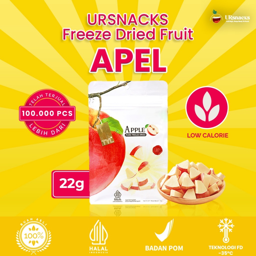 

URSNACKS Freeze Dried Pure Apple - Snack Keripik Buah Apel