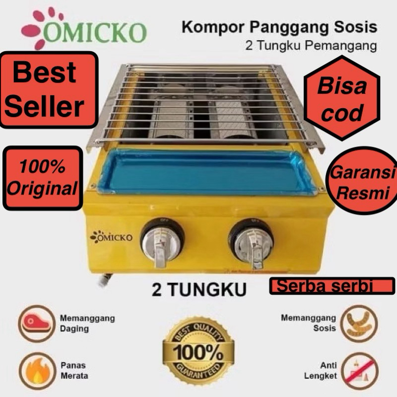 Kompor panggang sosis 2tungku Omicko kompor bakar sosis sate ayam dll