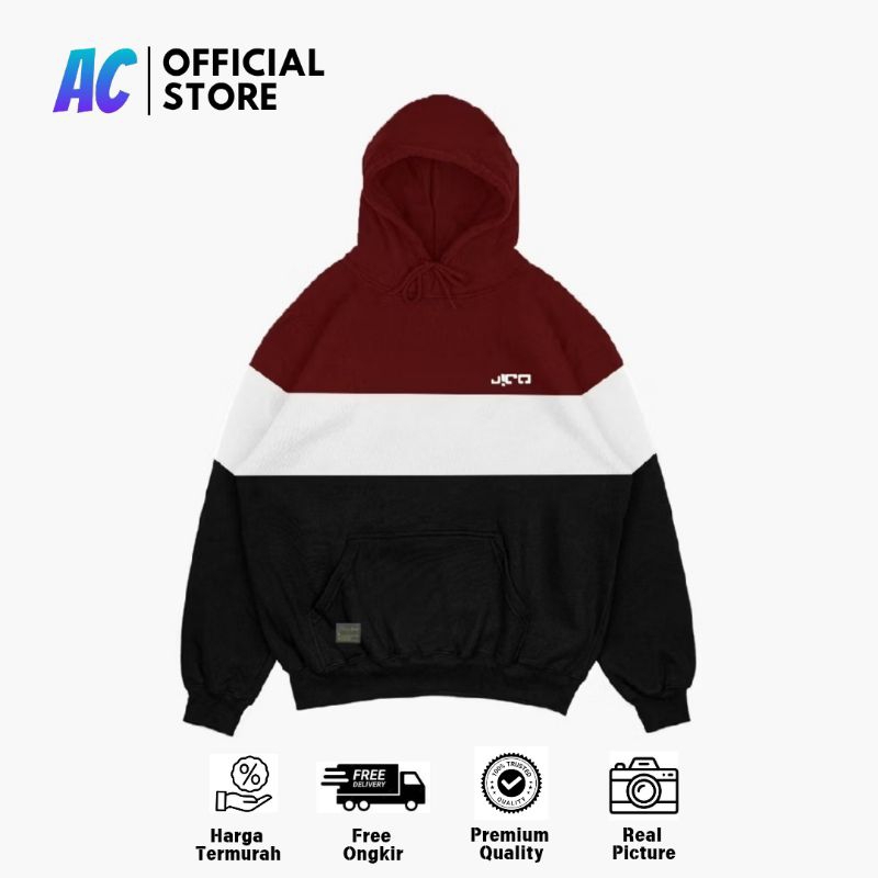 AspireC - Jaket Sweater Hoodie Keren Unisex Import Bahan Fleece Premium  Size M-XXL Warna Merah Mix 