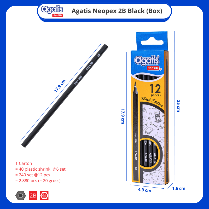 

Pensil 2B Agatis Neopex Black [Card Box isi 12]