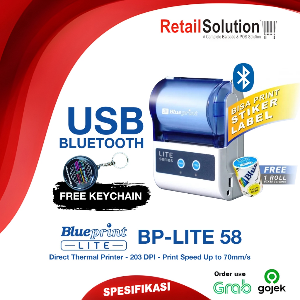 Mini Printer Thermal Bluetooth 58mm - Blueprint BP Lite58 / BP Lite 58