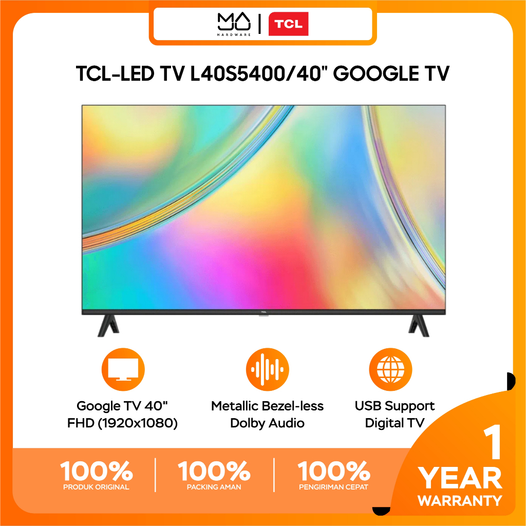 TV TCL 40 inch Smart LED TV L40S5400 - Google TV Garansi Resmi
