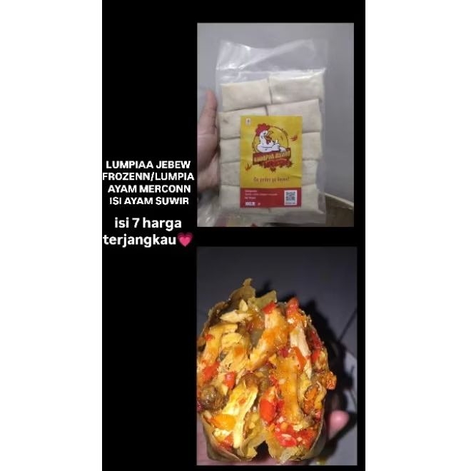 

PAKETT LUMPIAA JEBEW FROZENN/LUMPIA AYAM MERCONN ISI 7
