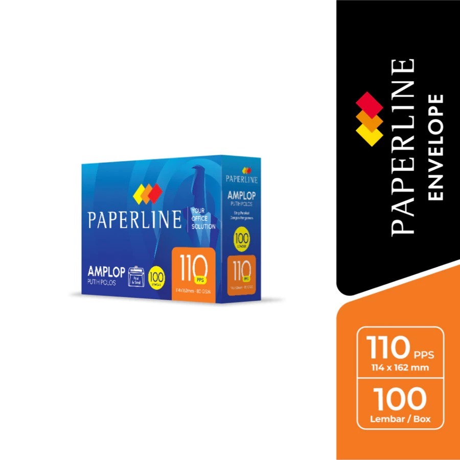 

PAPERLINE Amplop 110 PPS Putih Polos 80 GSM Per Kotak ( ISI 100 PCS )