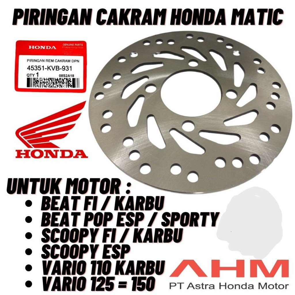 Original AHM Piringan Cakram Disc Depan Honda Beat Karbu / Piringan Cakram Beat Karbu