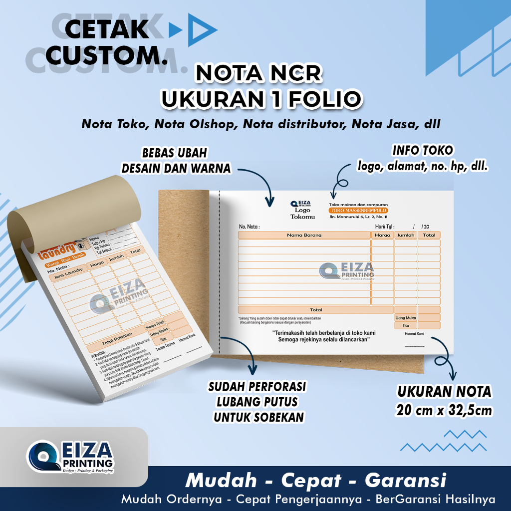 

[ 1 Folio ] Cetak Nota NCR Custom Desain Suka Suka / Cetak Nota NCR 1/2 Folio / Cetak Nota Olshop