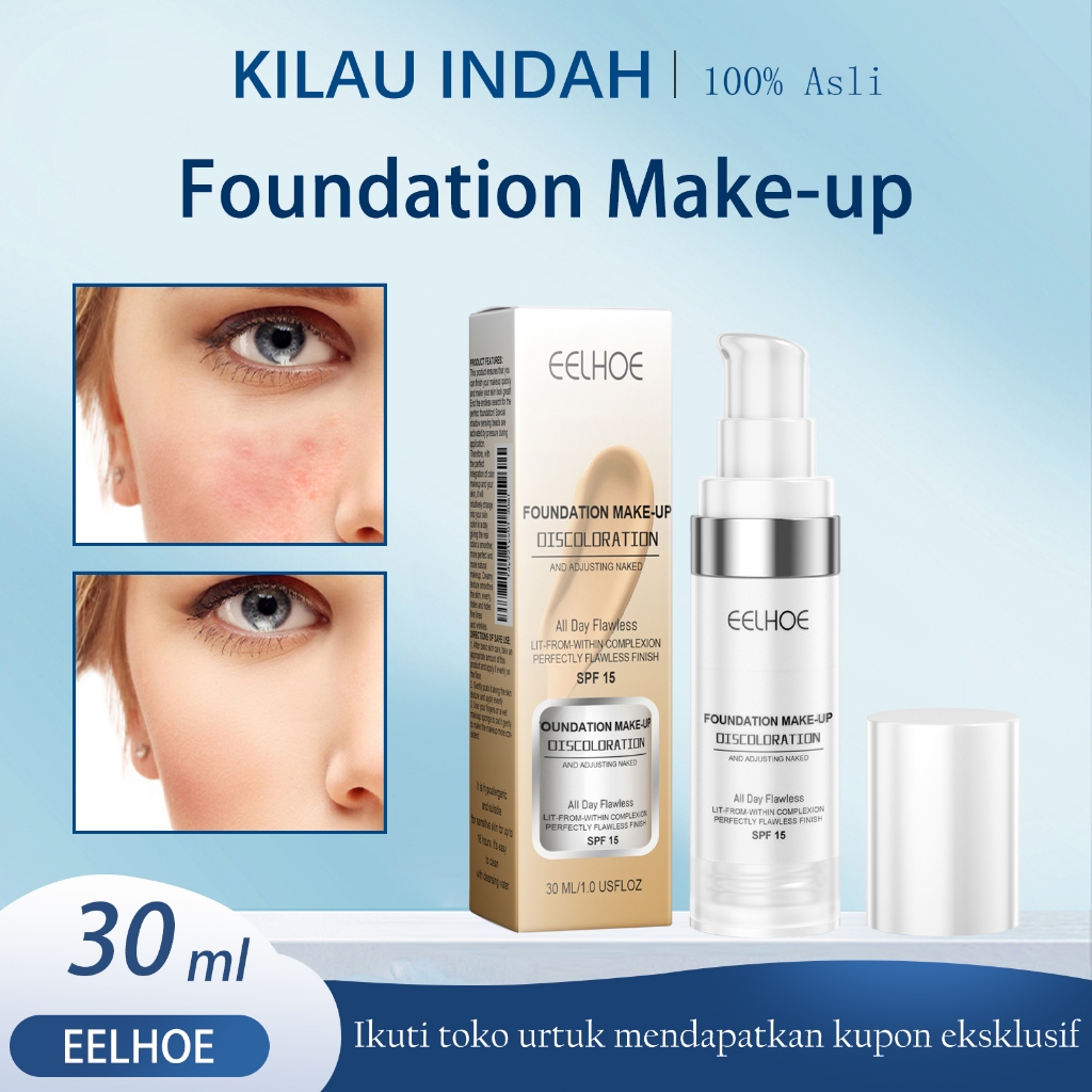 EELHOE Foundation Color Changing 30ml Foundation Cair|Penyamaran Tahan Lama|Memperbaiki Pori-pori|Me