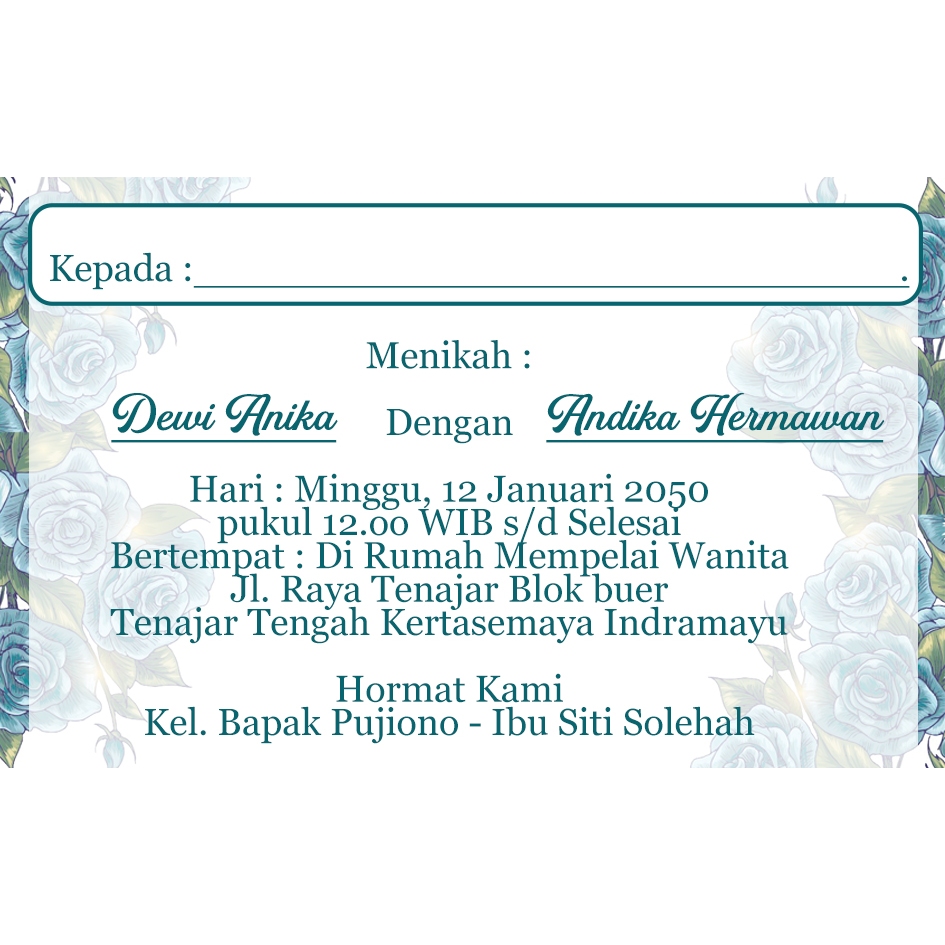 Undangan Punjungan/Tonjokan/Keplek Pernikahan
