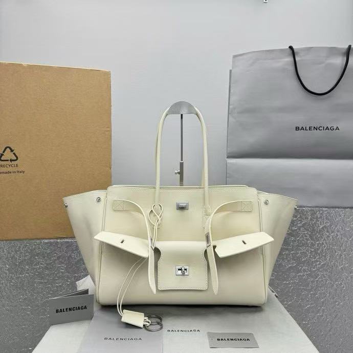 Balenciaga Bel Air Tote Bag Shoulder Handbag Medium Silver 92898