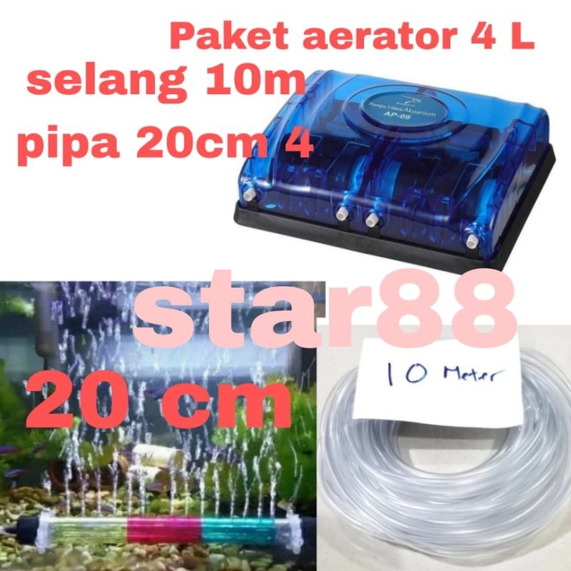 Paket Aerator 4 Lubang Rosston AP-09 Aerator Aquarium Kolam ikan