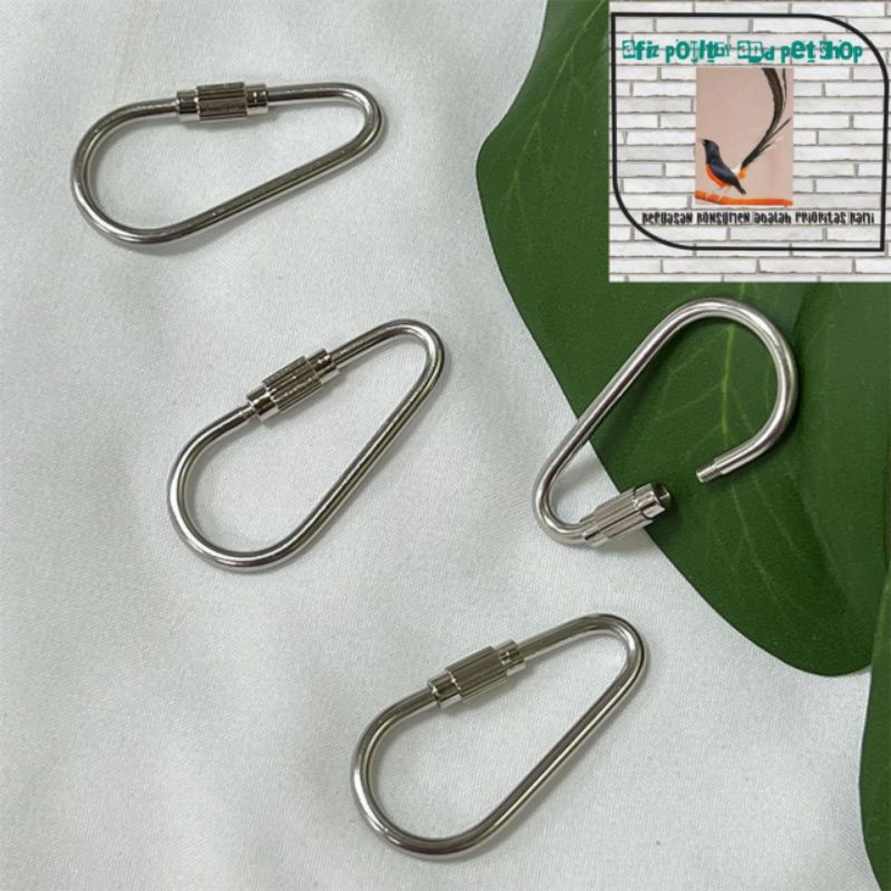 CARABINER MINI STAINLESS STEEL 201 PENGAIT RANTAI KAKI BURUNG