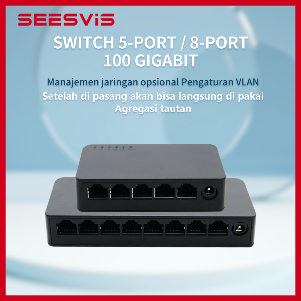 SEESViS Desktop Network Switch Hub 5/8 Port 100Mbps Mini Switch Ethernet Splitter Switch Hub RJ45