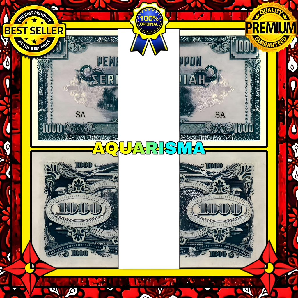 KOLEKSI NUMISMATIK - 1 GEPOK SOUVENIR UANG KUNO 1000 RUPIAH DAI NIPPON KERBAU 1945