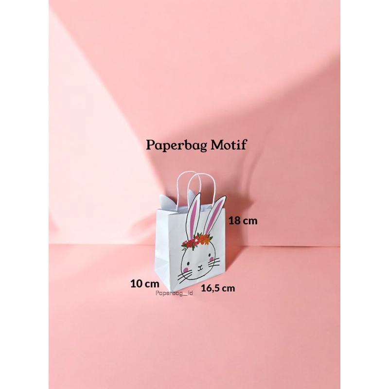

Paperbag Kecil 16,5x10x18 cm motif Kelinci Putih