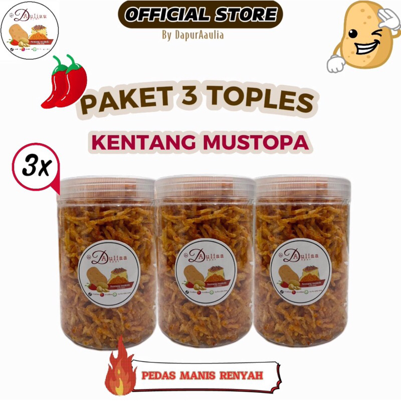 

[Paket beli 3] Kentang mustofa toples 750ml pedas manis enak kriuk halal kualitas premium