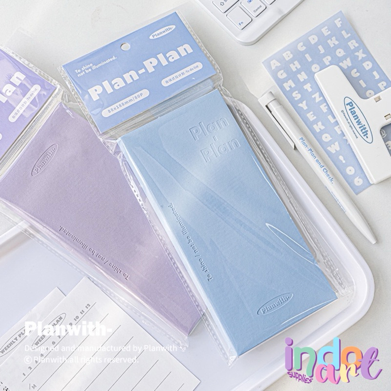 

(IAS) PlanWith Plan Plan Thick Book Buku Catatan Leather Kulit Pastel Cute Aesthetic Notebook Book