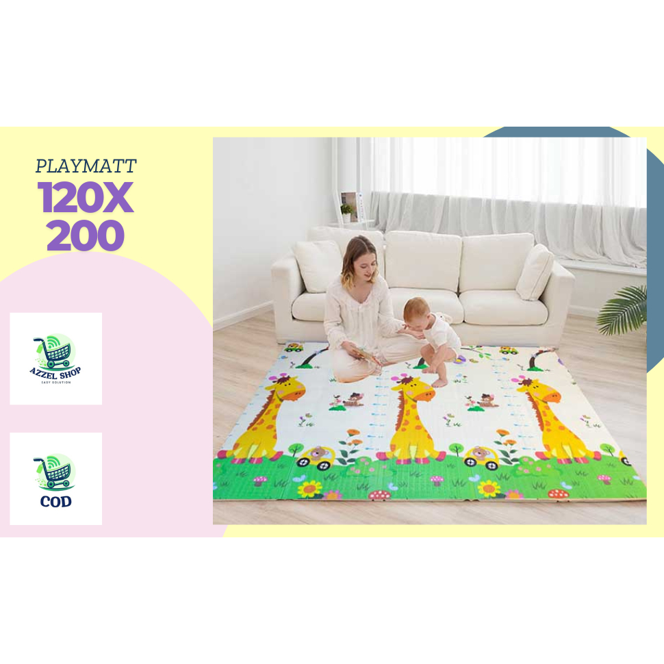 Tikar Bayi Karpet Lipat BUSA TEBAL XPE karpet bayi Tebal 180x200 Polos motif Outdoor Indoor - Alas