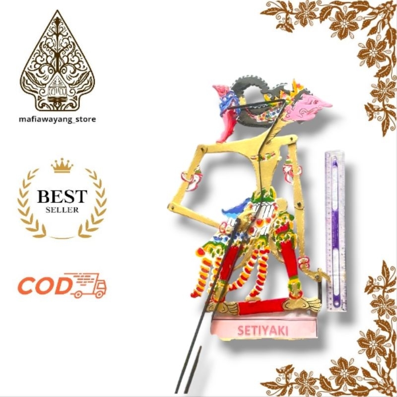MAINAN WAYANG KULIT ASLI SETIYAKI UKURAN KECIL 30 CM DENGAN GAPIT 45 CM KIDANGAN