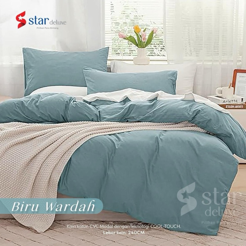 Seprai katun CVC star collection motif biru wardah & lilac (tika)