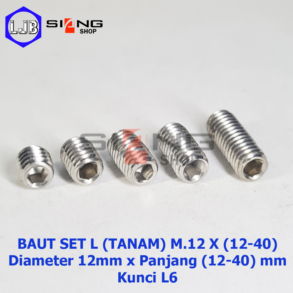 Baut Tanam L Stainless M12 Panjang 12 sd 40mm (Set L)