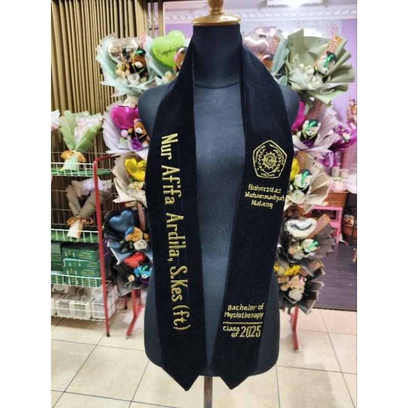 (1 hari jadi,Promo terbatas) Slempang wisuda bordir kekinian / Selempang wisuda leher / Selempang Ka