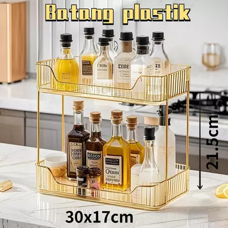 Rak Gold / Rak Dapur/Rak Makeup Gold / Rak Bumbu / Rak Dapur/ Rak Putar / Sea Lazy Rak Rotating 360"