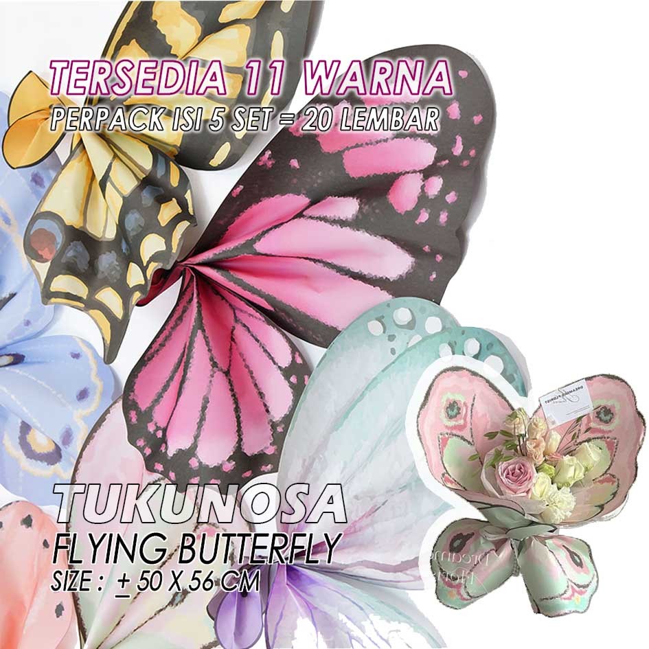 

PERPACK FLYING BUTTERFLY Flower Wrapping Paper Kertas Buket Bouquet Sayap Kupu Kupu Butterfly Wing