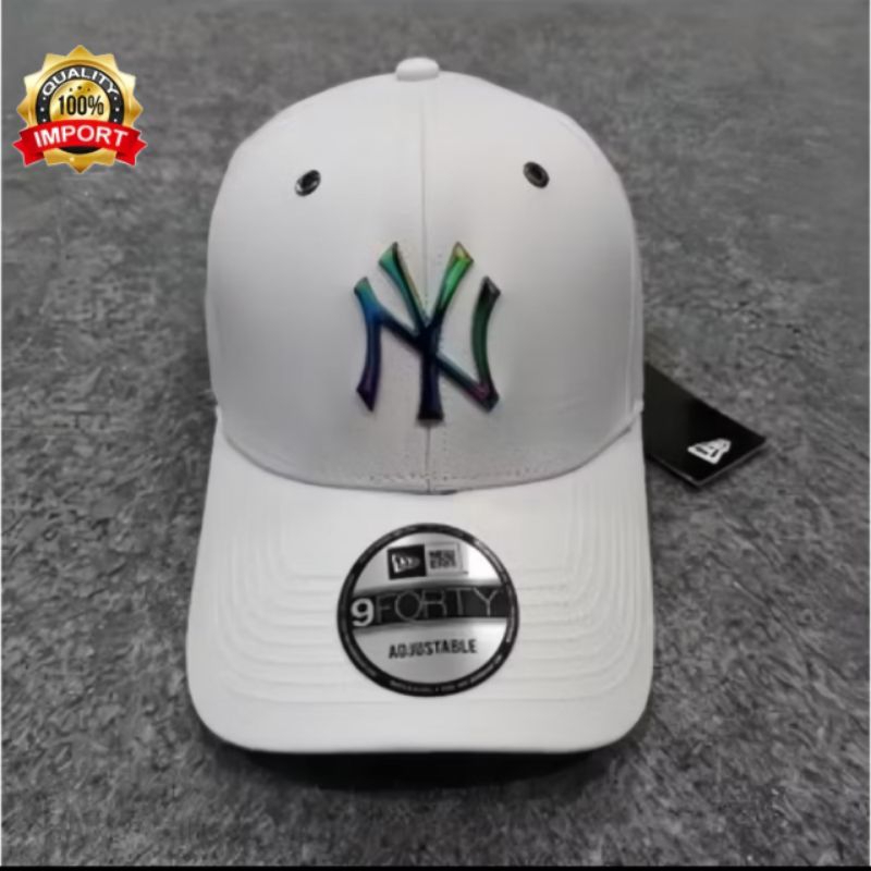 Topi Baseball NY Logo Besi Pelangi