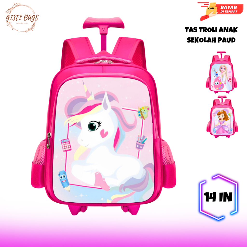 tas koper anak perempuan  sekolah tk gambar timbul 3D import frozen