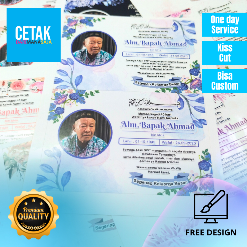 

Sticker dan Kartu Mengenang Wafatnya Stiker Card Label Tahlil Kartu Mengenang Tahlilan Perlembar